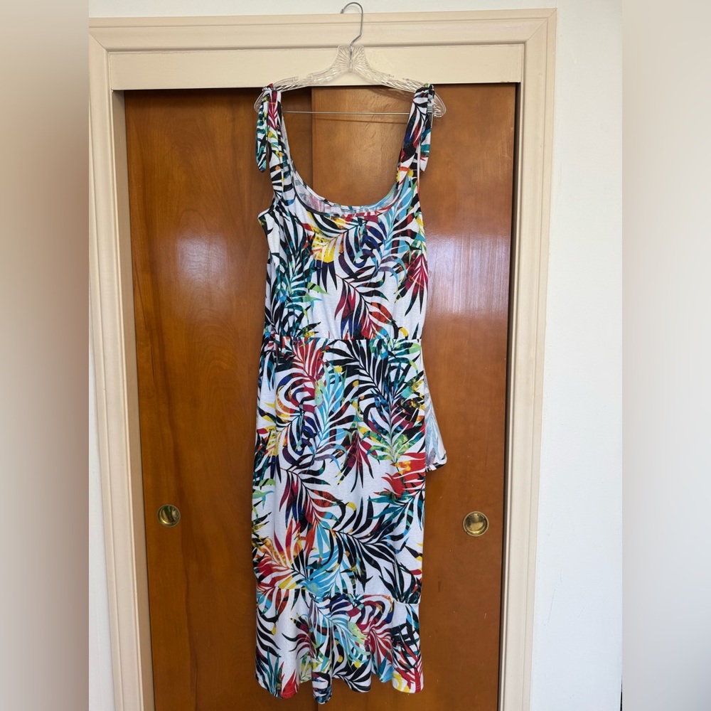 Rebdolls Multicolor Leaf Print Midi Dress